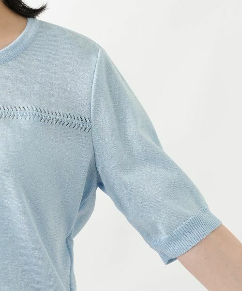 Leilian / レリアン ニット・セーター | ラメ透かし編みボーダーニット | 詳細12
