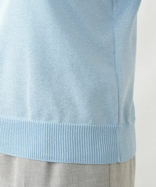 Leilian / レリアン ニット・セーター | ラメ透かし編みボーダーニット | 詳細13