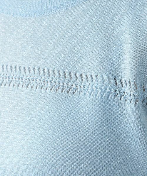 Leilian / レリアン ニット・セーター | ラメ透かし編みボーダーニット | 詳細14