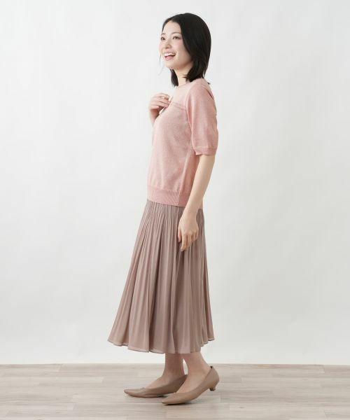 Leilian / レリアン ニット・セーター | ラメ透かし編みボーダーニット | 詳細2