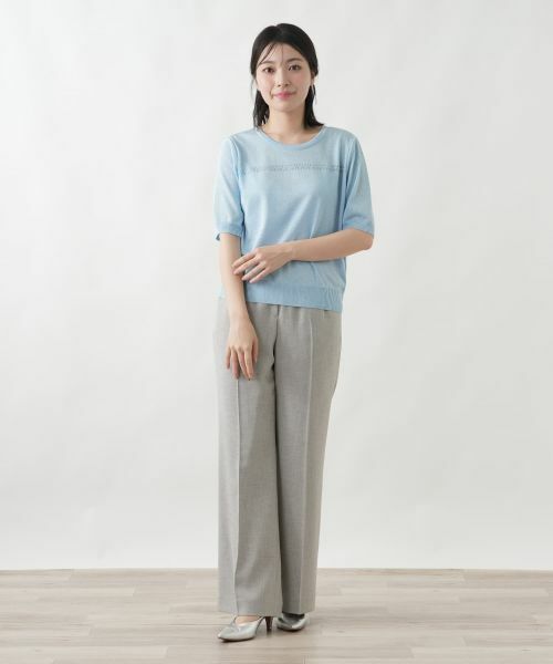 Leilian / レリアン ニット・セーター | ラメ透かし編みボーダーニット | 詳細4