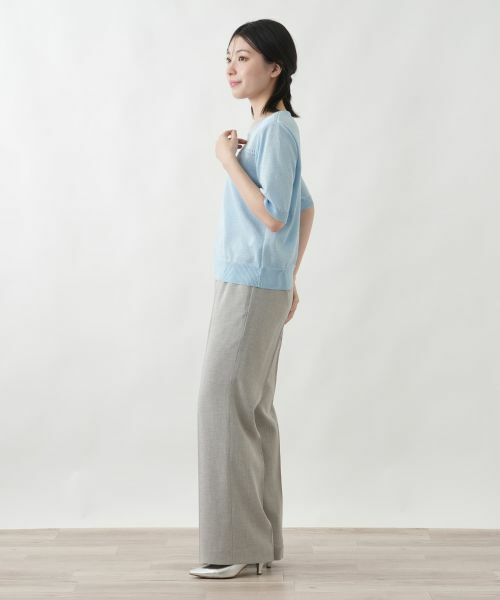 Leilian / レリアン ニット・セーター | ラメ透かし編みボーダーニット | 詳細5