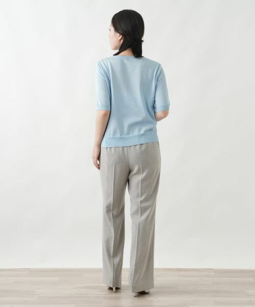 Leilian / レリアン ニット・セーター | ラメ透かし編みボーダーニット | 詳細6