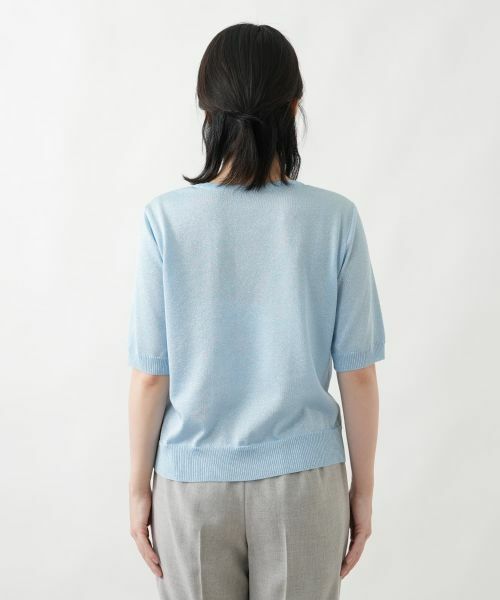 Leilian / レリアン ニット・セーター | ラメ透かし編みボーダーニット | 詳細9