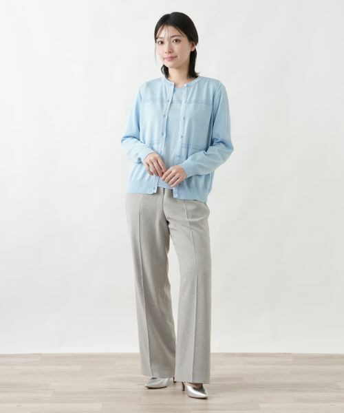 Leilian / レリアン カーディガン・ボレロ | ラメ透かし編みボーダーカーディガン | 詳細4