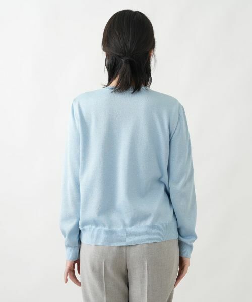 Leilian / レリアン カーディガン・ボレロ | ラメ透かし編みボーダーカーディガン | 詳細9