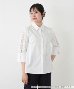 Leilian / レリアン シャツ・ブラウス | レース切替七分袖ブラウス
