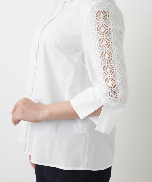 Leilian / レリアン シャツ・ブラウス | レース切替七分袖ブラウス | 詳細10