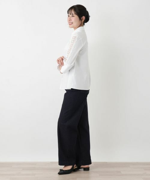 Leilian / レリアン シャツ・ブラウス | レース切替七分袖ブラウス | 詳細2