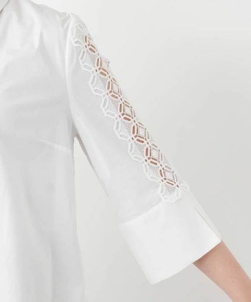 Leilian / レリアン シャツ・ブラウス | レース切替七分袖ブラウス | 詳細9