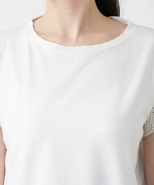 Leilian / レリアン カットソー | 透かし編み切替フレンチスリーブニット | 詳細10