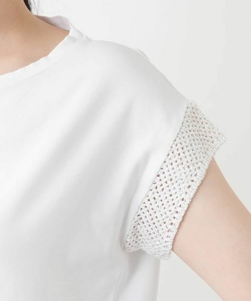 Leilian / レリアン カットソー | 透かし編み切替フレンチスリーブニット | 詳細12