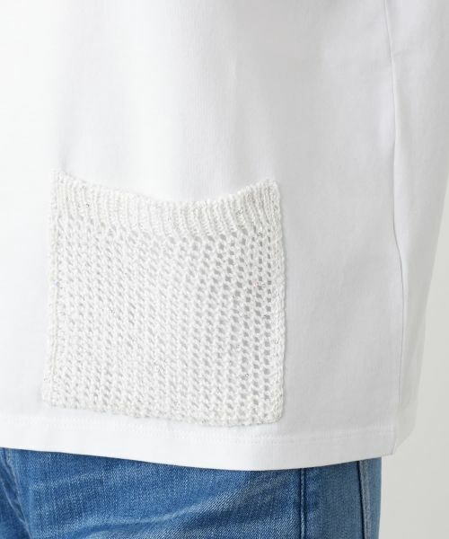 Leilian / レリアン カットソー | 透かし編み切替フレンチスリーブニット | 詳細13