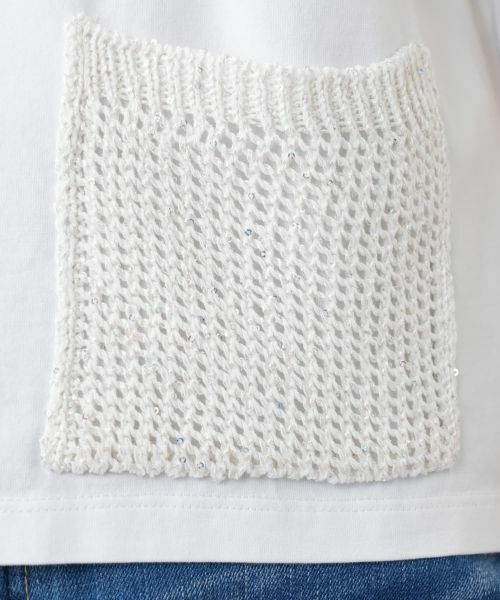 Leilian / レリアン カットソー | 透かし編み切替フレンチスリーブニット | 詳細14