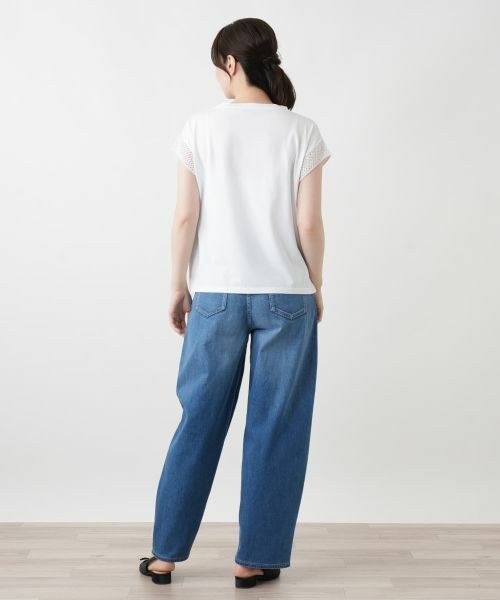 Leilian / レリアン カットソー | 透かし編み切替フレンチスリーブニット | 詳細6