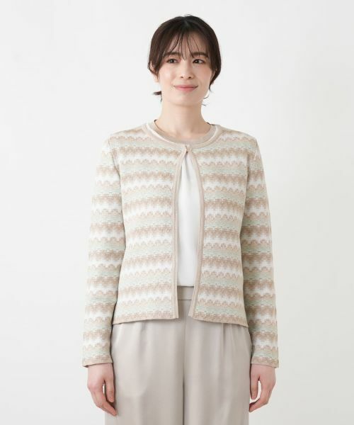 Leilian / レリアン カーディガン・ボレロ | モザイクボーダーカーディガン | 詳細4