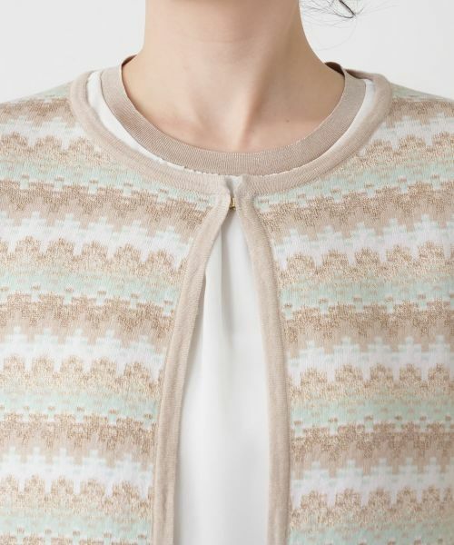 Leilian / レリアン カーディガン・ボレロ | モザイクボーダーカーディガン | 詳細7