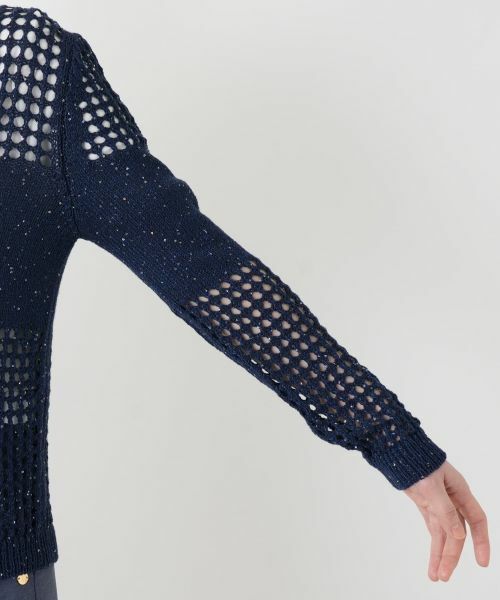Leilian / レリアン カーディガン・ボレロ | 透かし編み切替スパンコールカーディガン | 詳細12