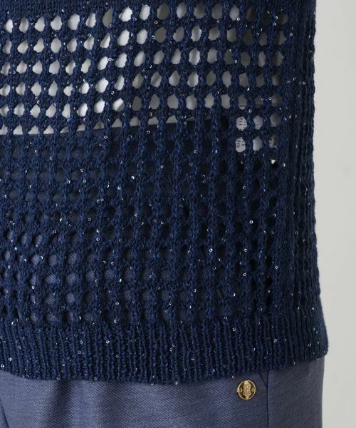 Leilian / レリアン カーディガン・ボレロ | 透かし編み切替スパンコールカーディガン | 詳細13