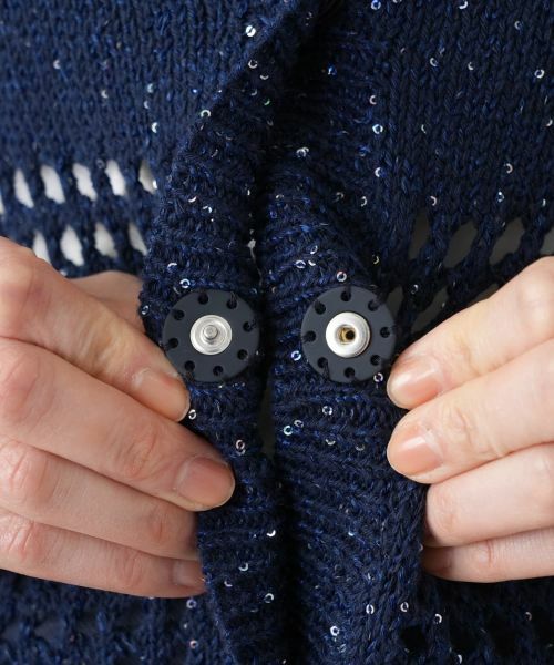 Leilian / レリアン カーディガン・ボレロ | 透かし編み切替スパンコールカーディガン | 詳細14