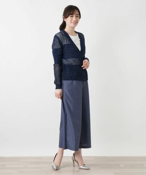 Leilian / レリアン カーディガン・ボレロ | 透かし編み切替スパンコールカーディガン | 詳細4