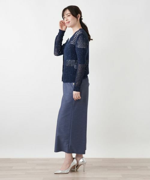 Leilian / レリアン カーディガン・ボレロ | 透かし編み切替スパンコールカーディガン | 詳細5
