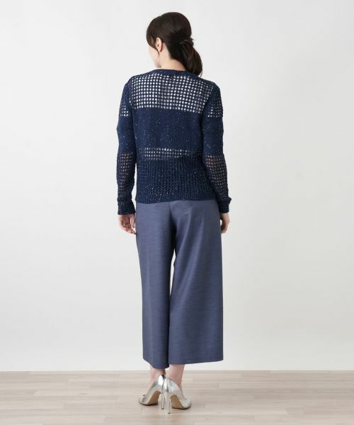 Leilian / レリアン カーディガン・ボレロ | 透かし編み切替スパンコールカーディガン | 詳細6