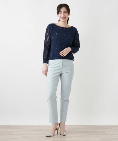 Leilian / レリアン ニット・セーター | 透かし編み切替スパンコールニット | 詳細1