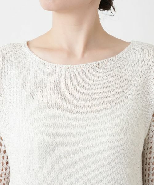 Leilian / レリアン ニット・セーター | 透かし編み切替スパンコールニット | 詳細10