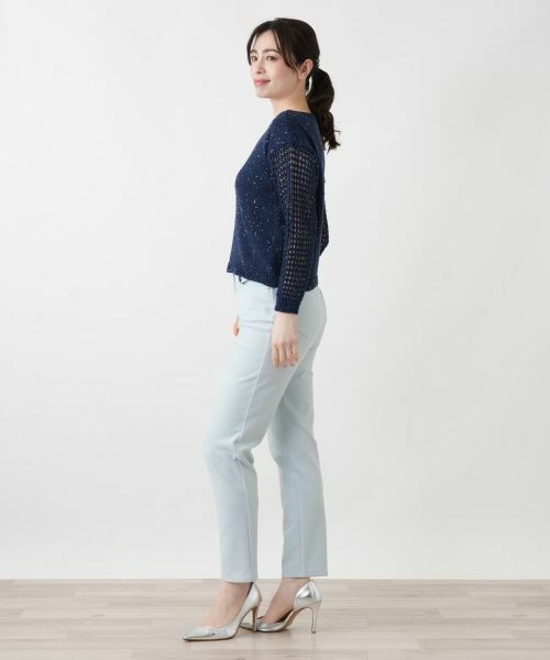 Leilian / レリアン ニット・セーター | 透かし編み切替スパンコールニット | 詳細2