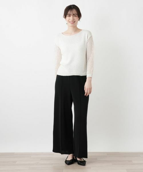 Leilian / レリアン ニット・セーター | 透かし編み切替スパンコールニット | 詳細4