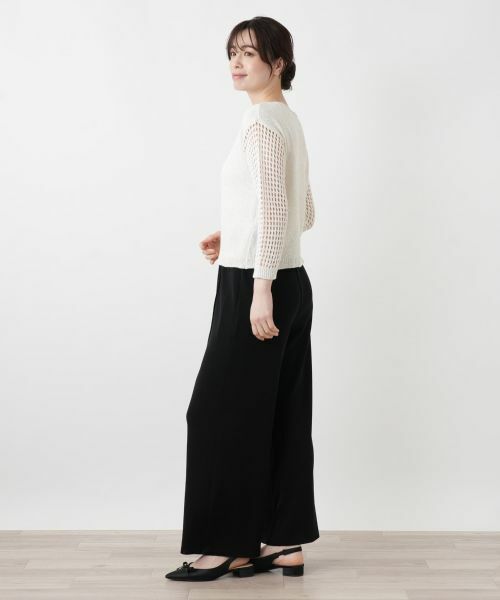 Leilian / レリアン ニット・セーター | 透かし編み切替スパンコールニット | 詳細5