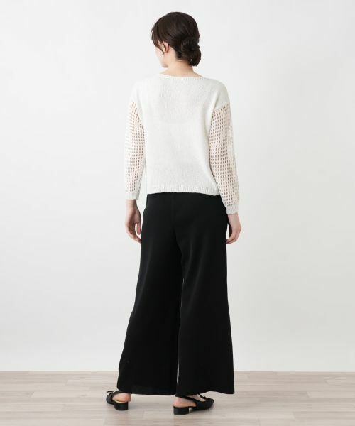 Leilian / レリアン ニット・セーター | 透かし編み切替スパンコールニット | 詳細6