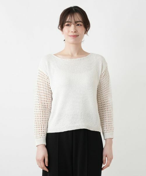 Leilian / レリアン ニット・セーター | 透かし編み切替スパンコールニット | 詳細7