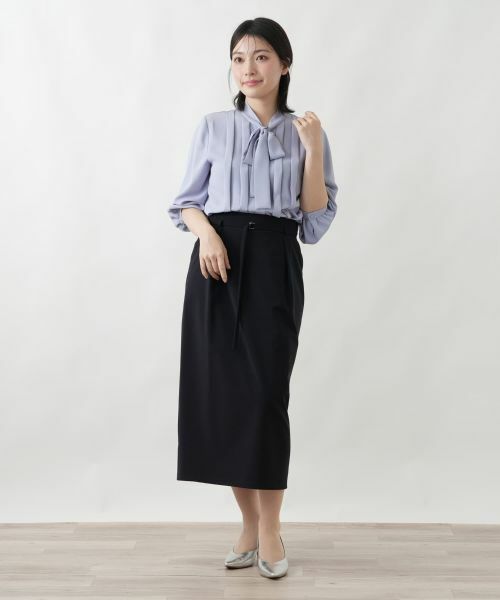 Leilian / レリアン ミニ・ひざ丈スカート | ベルテッドタックスカート【Leilian WHITE LABEL】 | 詳細1