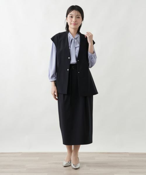 Leilian / レリアン ミニ・ひざ丈スカート | ベルテッドタックスカート【Leilian WHITE LABEL】 | 詳細5