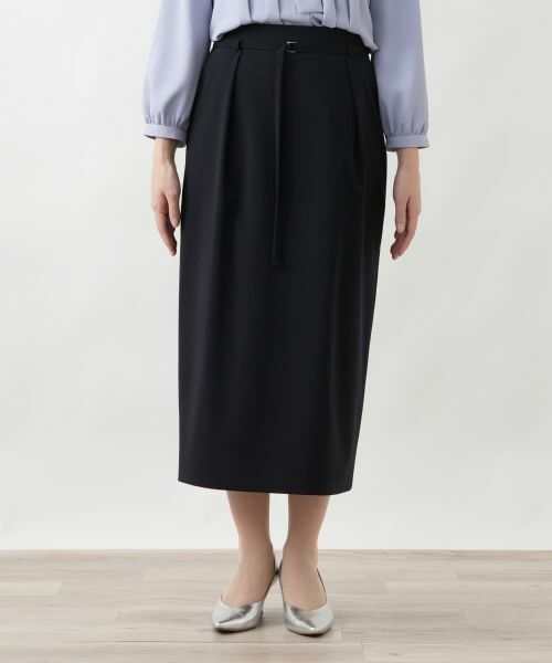 Leilian / レリアン ミニ・ひざ丈スカート | ベルテッドタックスカート【Leilian WHITE LABEL】 | 詳細8