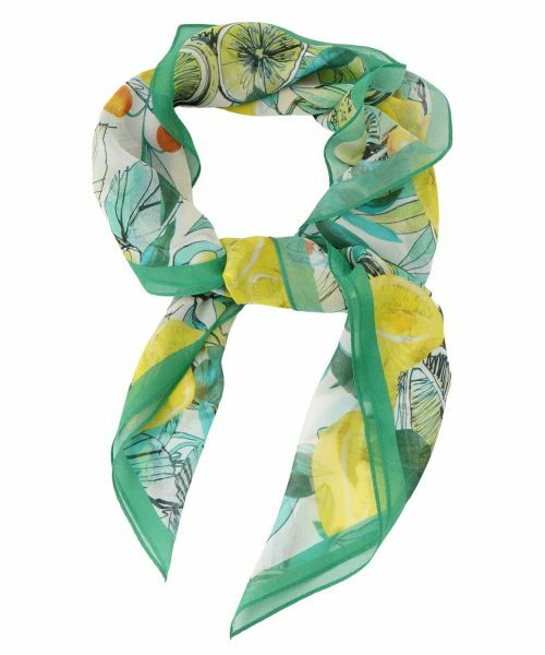 Leilian / レリアン バンダナ・スカーフ | シルクプリントスカーフ（グリーン系）