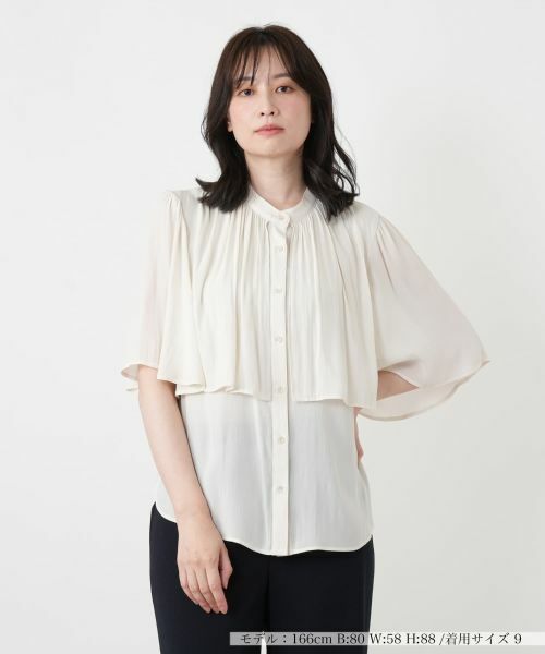 Leilian / レリアン シャツ・ブラウス | レイヤード風バンドカラーブラウス（アイボリー）