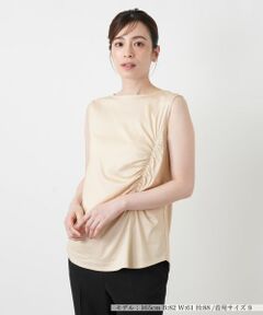 Leilian / レリアン カットソー | シャーリングノースリーブトップ