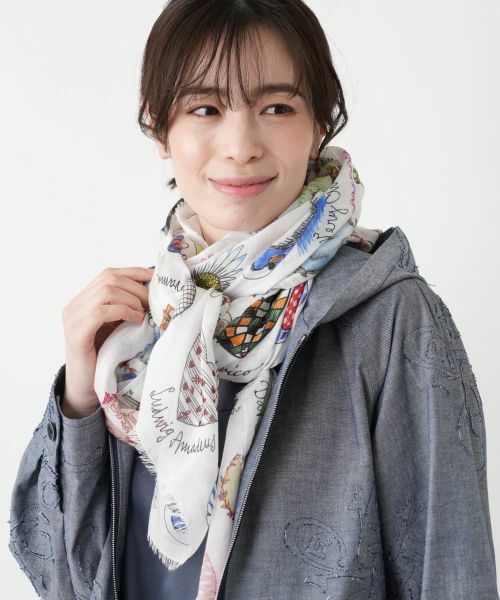 Leilian / レリアン マフラー・ショール・スヌード・ストール | シルク混プリントストール【FALIERO SARTI】 | 詳細3