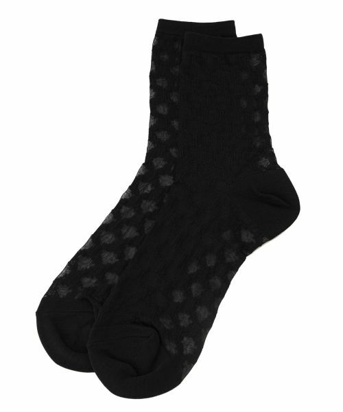 Leilian / レリアン ソックス | 格子柄クルーソックス（ブラック）