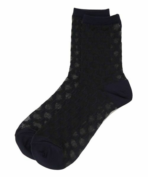 Leilian / レリアン ソックス | 格子柄クルーソックス（ネイビー）