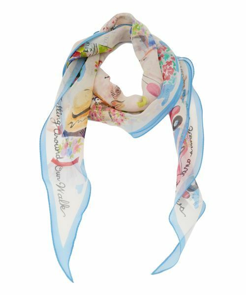 Leilian / レリアン バンダナ・スカーフ | シルクプリントスカーフ（コバルトブルー）