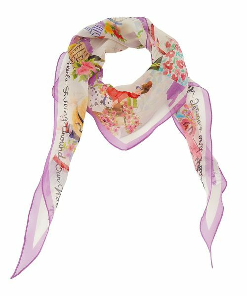 Leilian / レリアン バンダナ・スカーフ | シルクプリントスカーフ（パープル）