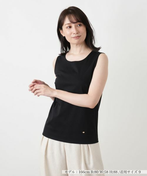 Leilian / レリアン カットソー | コットンタンクトップ（ブラック）