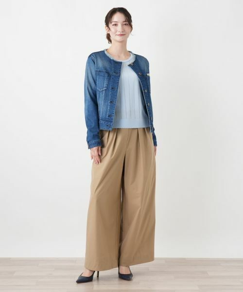 Leilian / レリアン テーラードジャケット | ノーカラーデニムジャケット【L JEANS】 | 詳細1