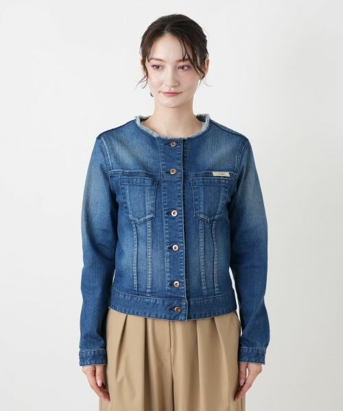 Leilian / レリアン テーラードジャケット | ノーカラーデニムジャケット【L JEANS】 | 詳細4