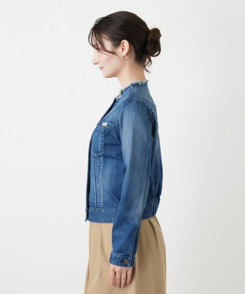 Leilian / レリアン テーラードジャケット | ノーカラーデニムジャケット【L JEANS】 | 詳細5