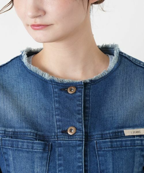 Leilian / レリアン テーラードジャケット | ノーカラーデニムジャケット【L JEANS】 | 詳細7